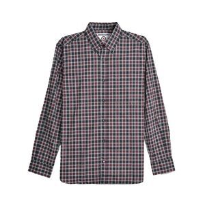 Lambretta Mens Checked Long-Sleeved Shirt / Burgundy/Black